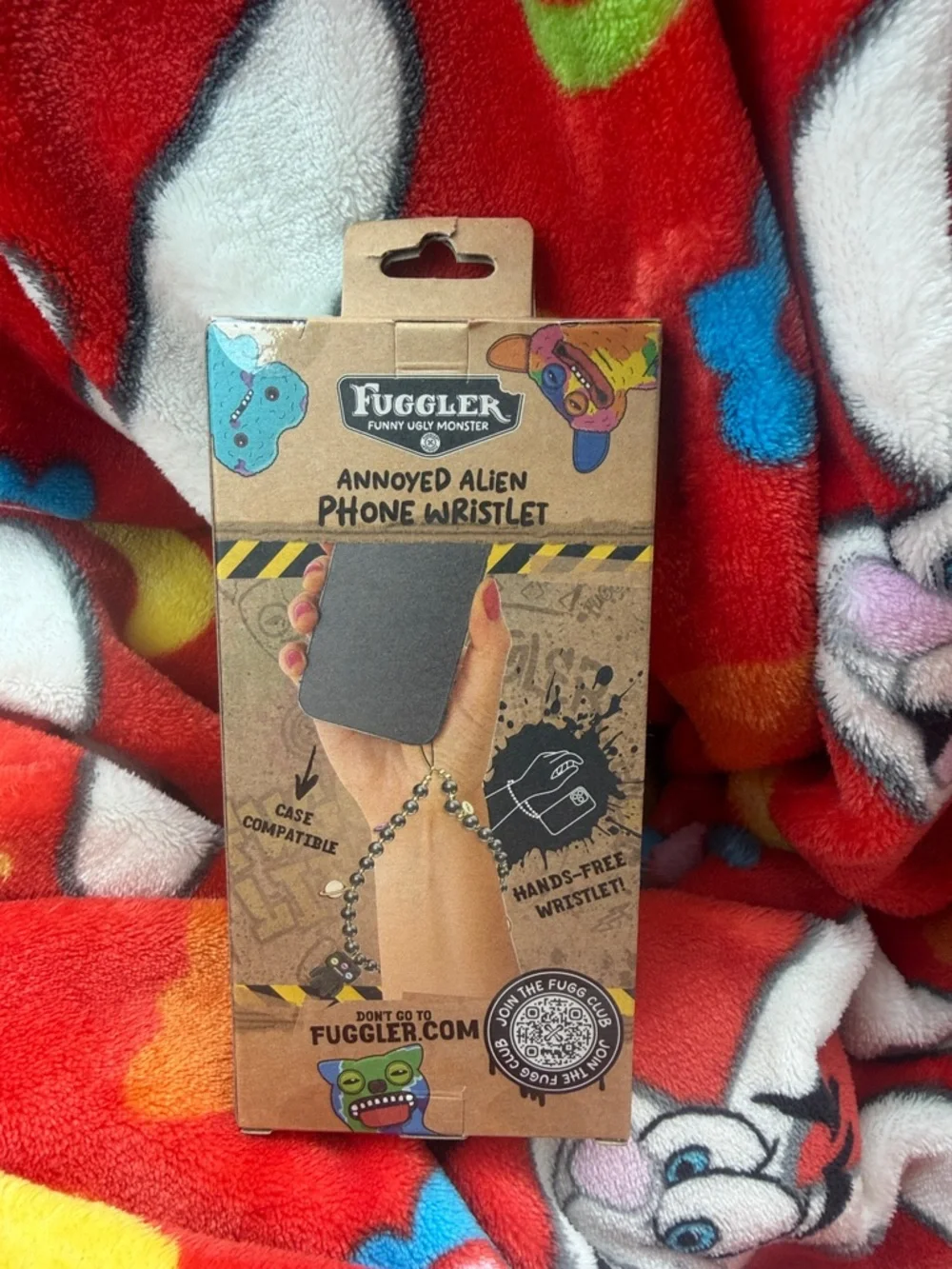 Fuggler Annoyed Alien Phone Wristlet - Black Beaded Charm NEW QUICK SHIP